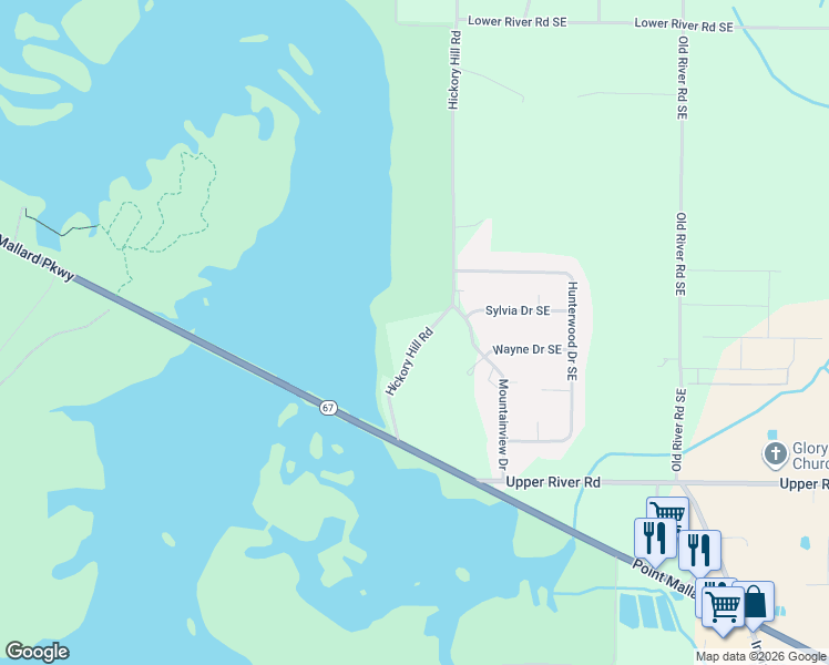 map of restaurants, bars, coffee shops, grocery stores, and more near 3121 Hickory Hill Road in Decatur
