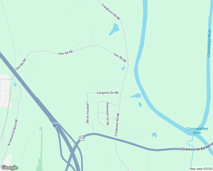 map of restaurants, bars, coffee shops, grocery stores, and more near 176 Langston Rd NE in Calhoun