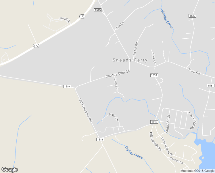 map of restaurants, bars, coffee shops, grocery stores, and more near 313 Woody Way in Sneads Ferry