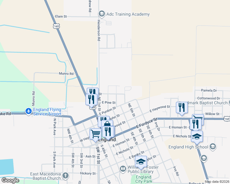 map of restaurants, bars, coffee shops, grocery stores, and more near 223 Maple Street in England