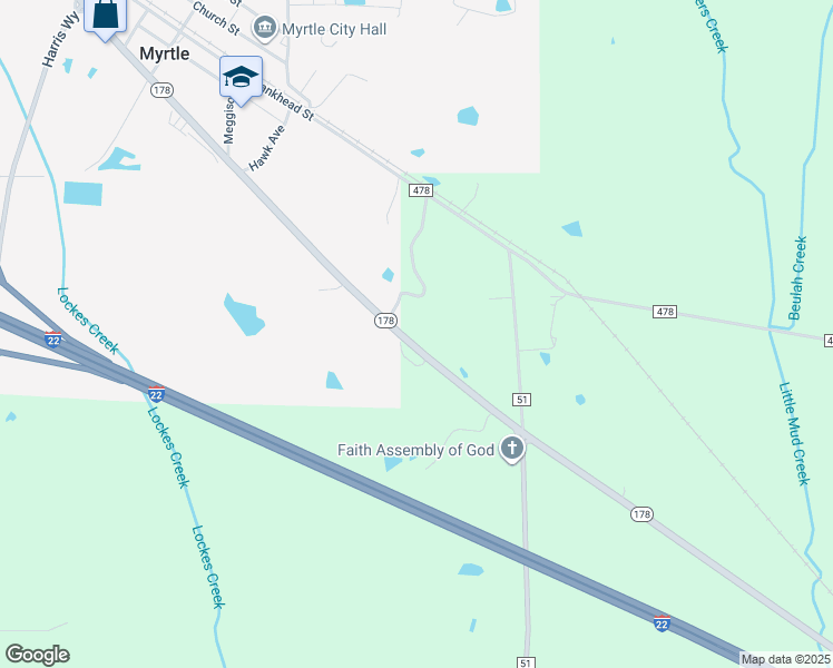 map of restaurants, bars, coffee shops, grocery stores, and more near 1645 Mississippi 178 in Myrtle