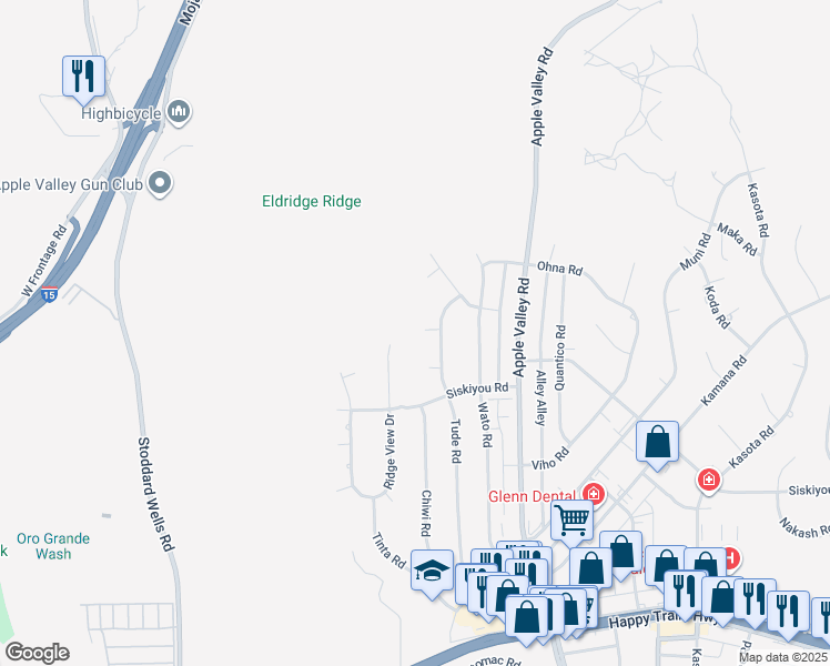 map of restaurants, bars, coffee shops, grocery stores, and more near 17725 Tude Lane in Apple Valley
