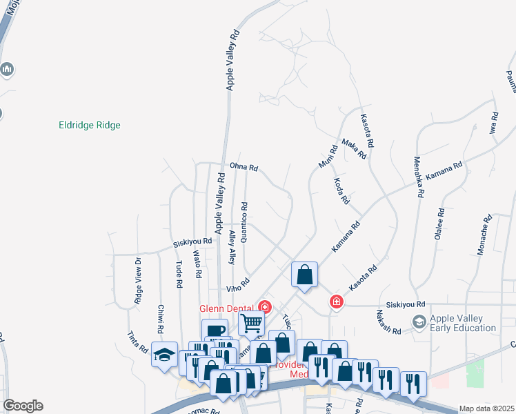 map of restaurants, bars, coffee shops, grocery stores, and more near 16426 Viho Court in Apple Valley