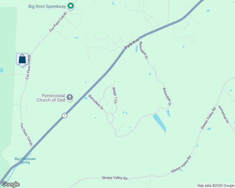 map of restaurants, bars, coffee shops, grocery stores, and more near 207 Ridge 1 Circle in Hot Springs