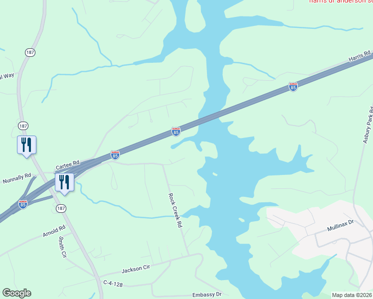 map of restaurants, bars, coffee shops, grocery stores, and more near 1211 Williams Road in Anderson