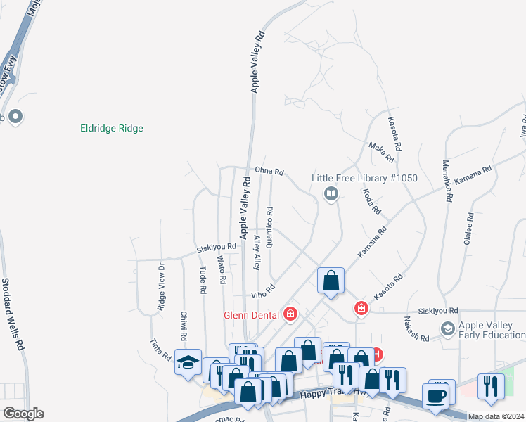 map of restaurants, bars, coffee shops, grocery stores, and more near 16421 Apple Valley Road in Apple Valley