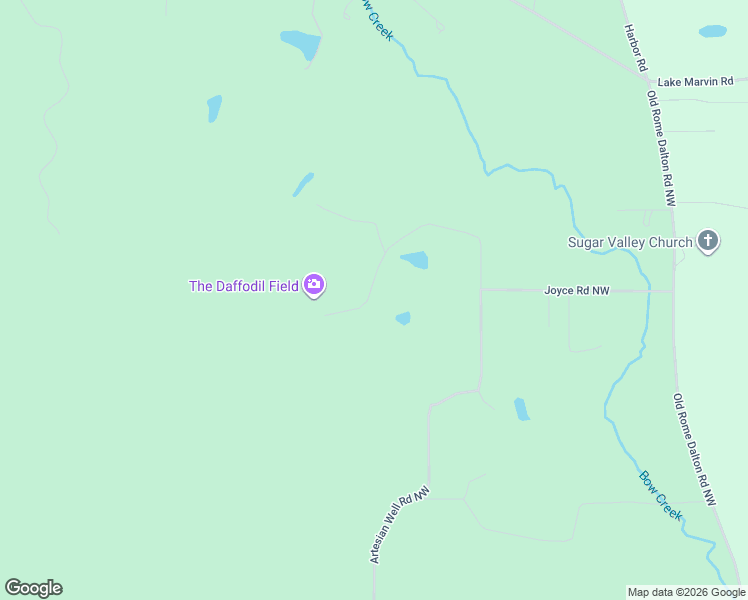 map of restaurants, bars, coffee shops, grocery stores, and more near 1654 Artesian Well Road Northwest in Calhoun