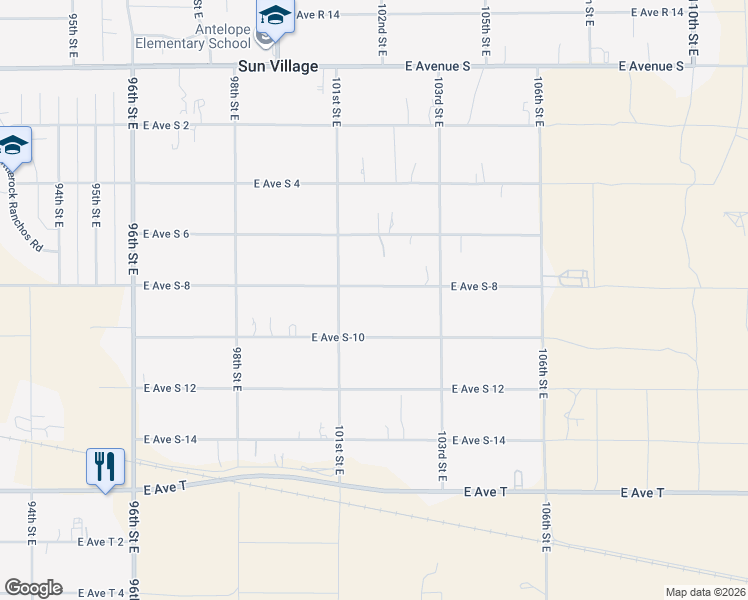 map of restaurants, bars, coffee shops, grocery stores, and more near 10138 East Avenue S-8 in Littlerock