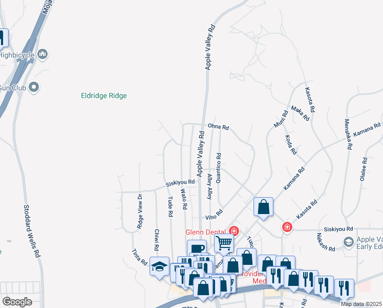 map of restaurants, bars, coffee shops, grocery stores, and more near 3 Alley Alley in Apple Valley
