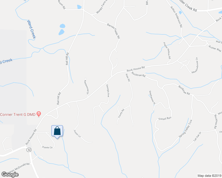 map of restaurants, bars, coffee shops, grocery stores, and more near 51 Georgia Avenue in Dahlonega