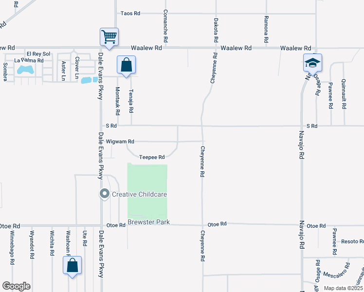 map of restaurants, bars, coffee shops, grocery stores, and more near 21225 Wigwam Road in Apple Valley