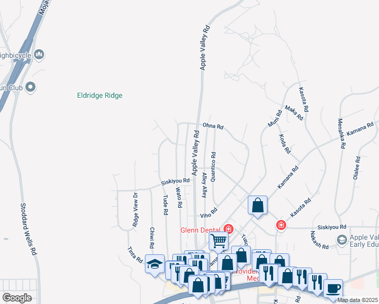 map of restaurants, bars, coffee shops, grocery stores, and more near 3 Alley Alley in Apple Valley