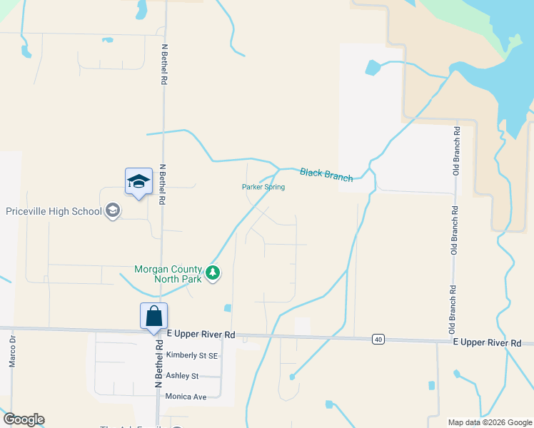 map of restaurants, bars, coffee shops, grocery stores, and more near North Park in Decatur