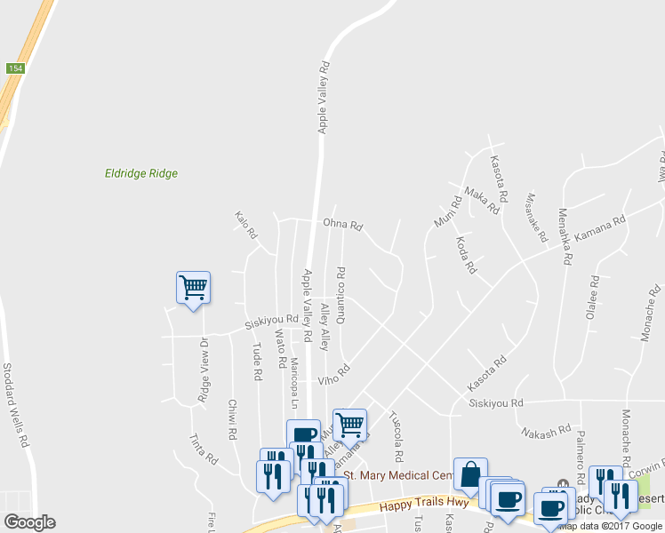 map of restaurants, bars, coffee shops, grocery stores, and more near 16421 Apple Valley Road in Apple Valley