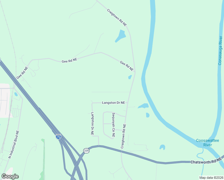 map of restaurants, bars, coffee shops, grocery stores, and more near 176 Langston Road Northeast in Calhoun