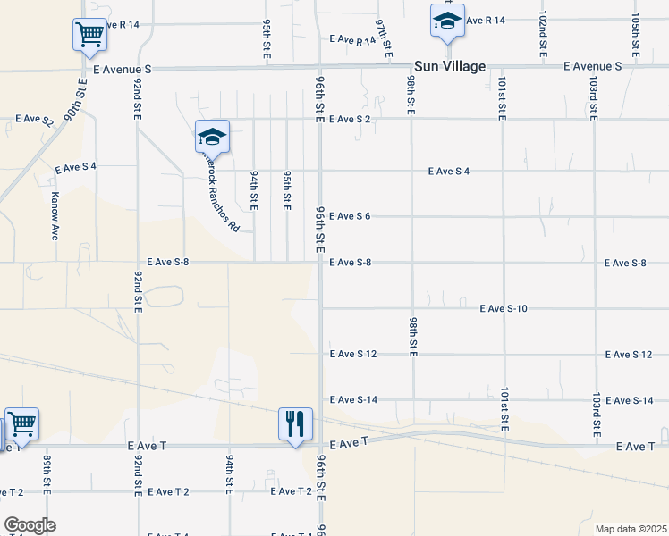 map of restaurants, bars, coffee shops, grocery stores, and more near 9644 East Avenue S-8 in Littlerock