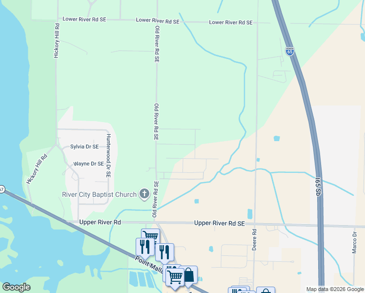 map of restaurants, bars, coffee shops, grocery stores, and more near 3086 Old River Road Southeast in Decatur