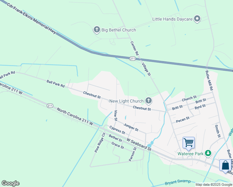 map of restaurants, bars, coffee shops, grocery stores, and more near Tower Lane in Bladenboro