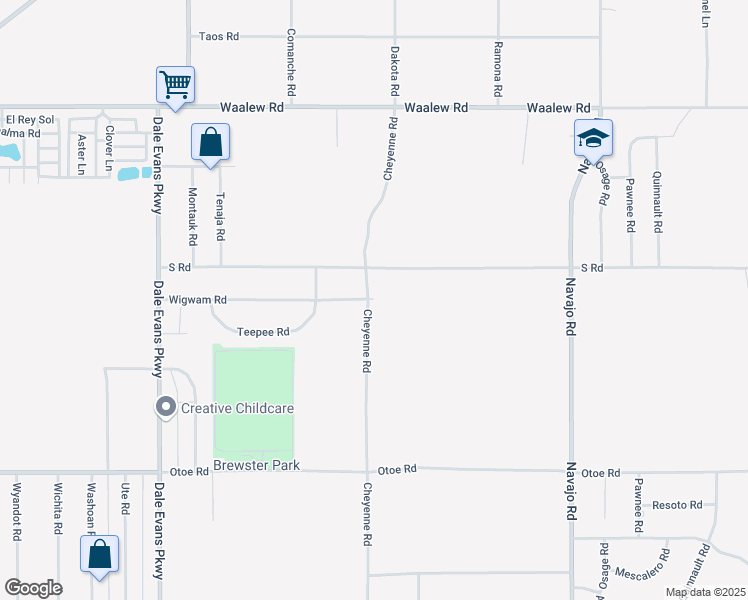 map of restaurants, bars, coffee shops, grocery stores, and more near Wigwam Road in Apple Valley