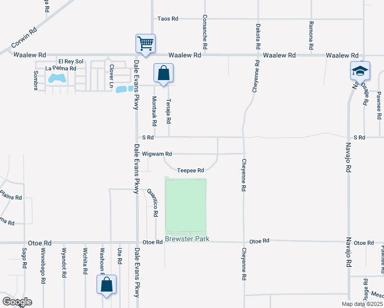 map of restaurants, bars, coffee shops, grocery stores, and more near Wigwam Road in Apple Valley