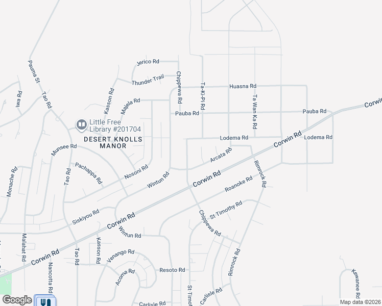 map of restaurants, bars, coffee shops, grocery stores, and more near 19378 Arcata Road in Apple Valley