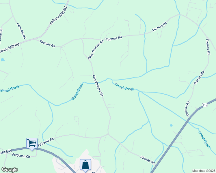 map of restaurants, bars, coffee shops, grocery stores, and more near 304 Alex Stringer Road in Cleveland