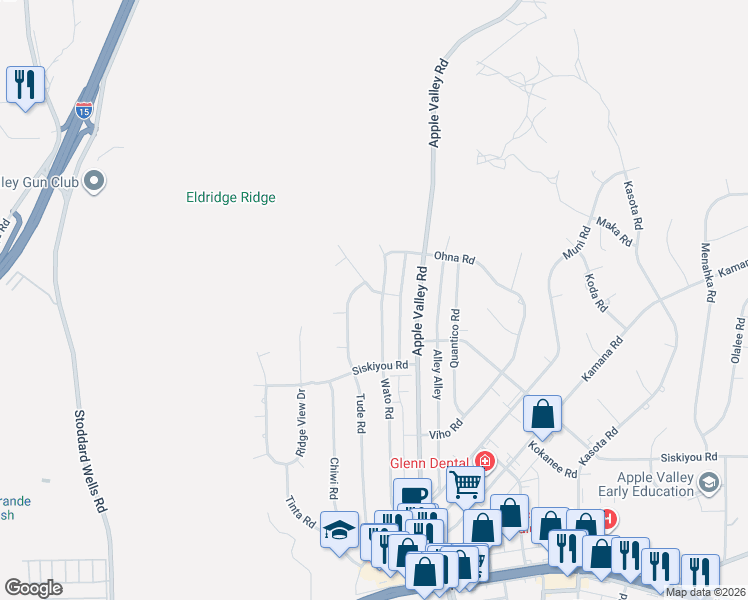 map of restaurants, bars, coffee shops, grocery stores, and more near 16462 Kalo Road in Apple Valley