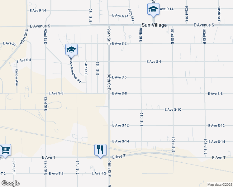 map of restaurants, bars, coffee shops, grocery stores, and more near 9644 East Ave S-8 in Littlerock