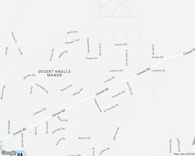 map of restaurants, bars, coffee shops, grocery stores, and more near 16450 Arcata Lane in Apple Valley