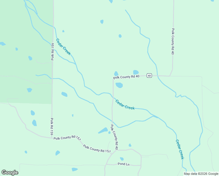 map of restaurants, bars, coffee shops, grocery stores, and more near 445 Polk County Road 40 in Hatfield
