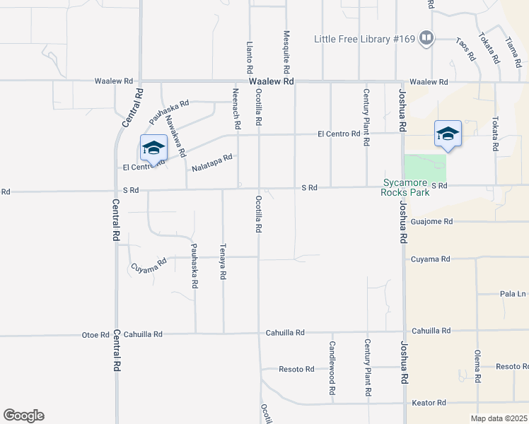 map of restaurants, bars, coffee shops, grocery stores, and more near 16433 Ocotilla Road in Apple Valley