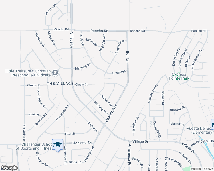 map of restaurants, bars, coffee shops, grocery stores, and more near 15131 Clovis Street in Victorville