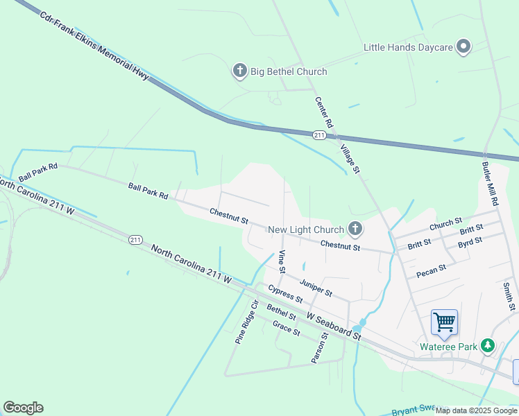 map of restaurants, bars, coffee shops, grocery stores, and more near 82 Home Run Drive in Bladenboro