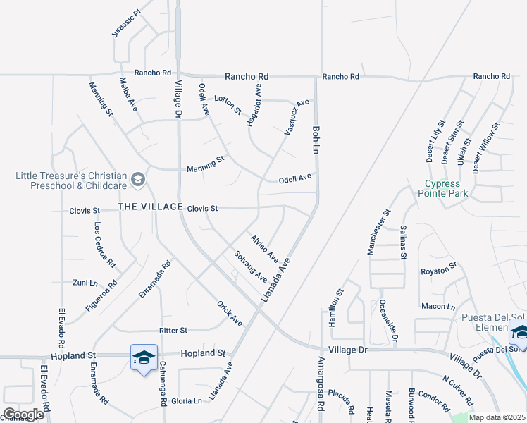 map of restaurants, bars, coffee shops, grocery stores, and more near 15131 Clovis Street in Victorville