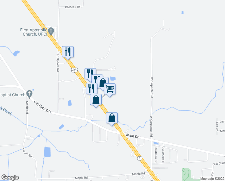 map of restaurants, bars, coffee shops, grocery stores, and more near 150 Merritt Drive in New Hope