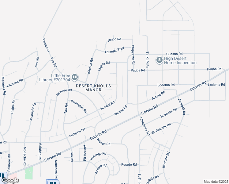 map of restaurants, bars, coffee shops, grocery stores, and more near 16470 Nosoni Road in Apple Valley