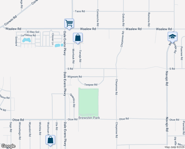 map of restaurants, bars, coffee shops, grocery stores, and more near 21114 Wigwam Road in Apple Valley