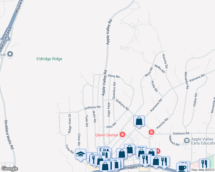 map of restaurants, bars, coffee shops, grocery stores, and more near 16461 Apple Valley Road in Apple Valley