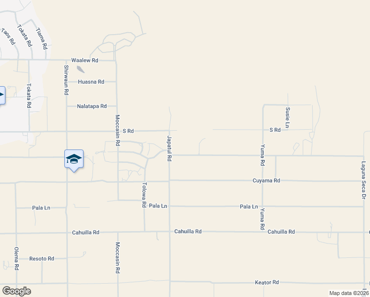 map of restaurants, bars, coffee shops, grocery stores, and more near 24164 Shoshone Road in Apple Valley