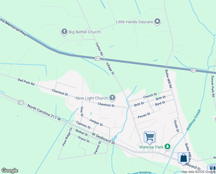 map of restaurants, bars, coffee shops, grocery stores, and more near 11532 Center Road in Bladenboro