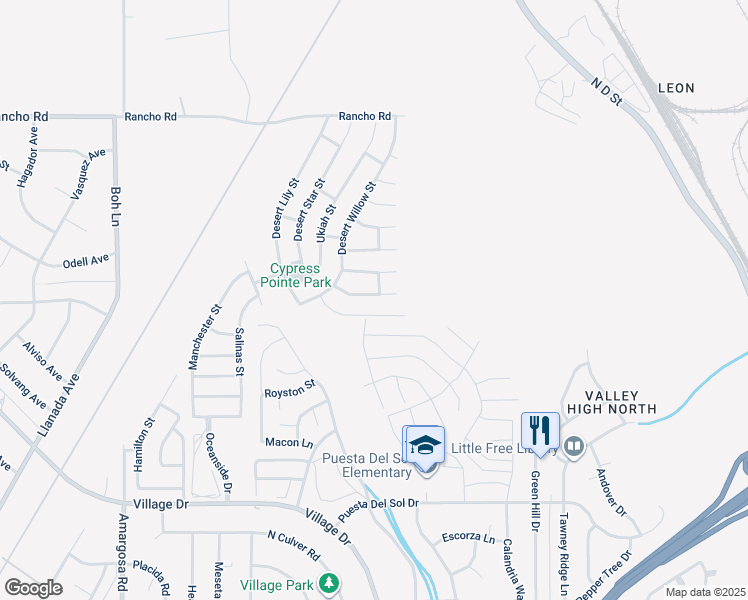 map of restaurants, bars, coffee shops, grocery stores, and more near 15823 Barrel Cactus Lane in Victorville