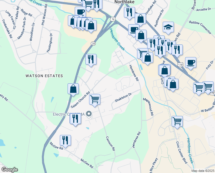 map of restaurants, bars, coffee shops, grocery stores, and more near 118 Cypress Run in Anderson