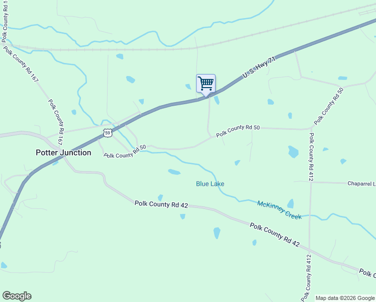 map of restaurants, bars, coffee shops, grocery stores, and more near 471 Polk Road 50 in Mena