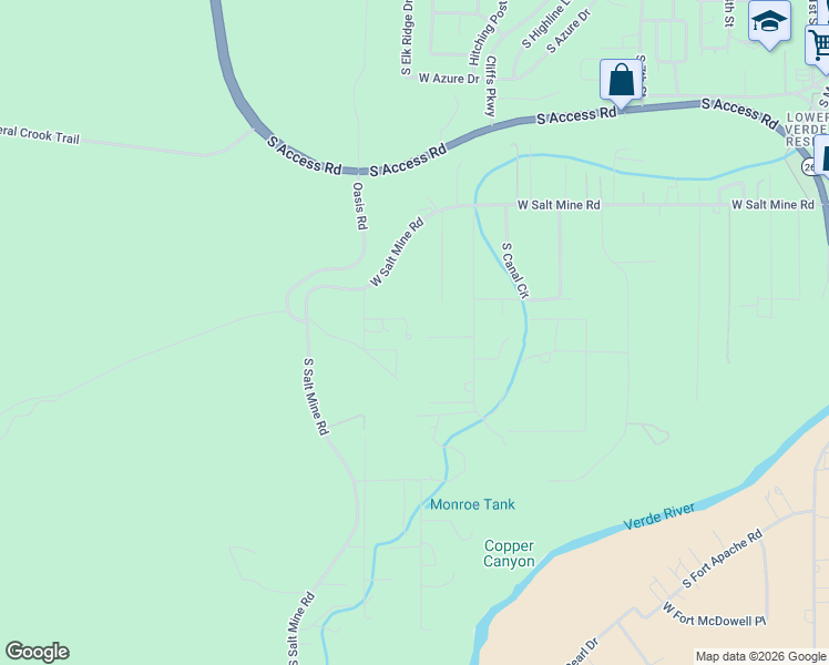 map of restaurants, bars, coffee shops, grocery stores, and more near 1019 South Salt Mine Road in Camp Verde