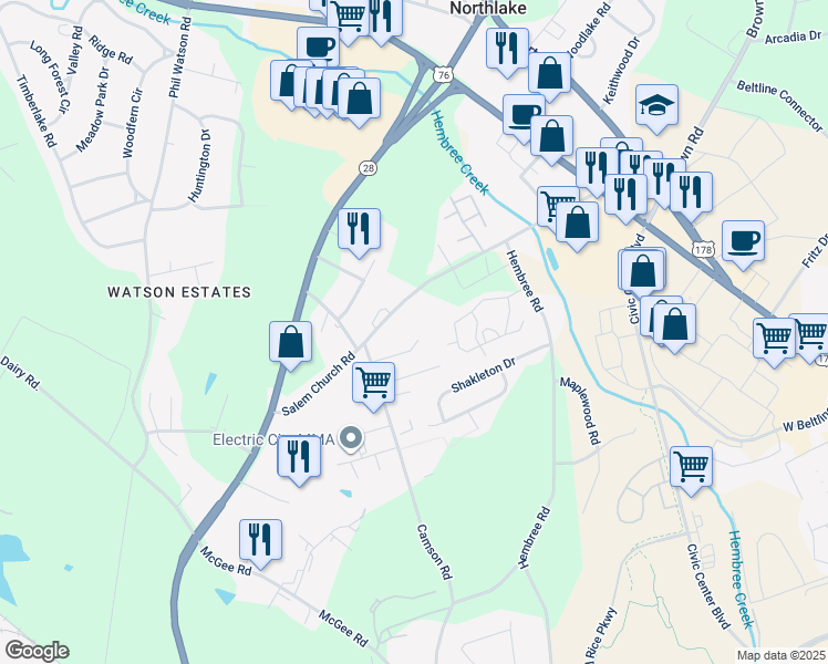 map of restaurants, bars, coffee shops, grocery stores, and more near 118 Cypress Run in Anderson