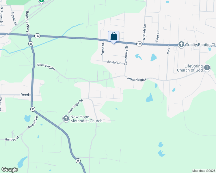 map of restaurants, bars, coffee shops, grocery stores, and more near 2825 Silica Heights in Benton