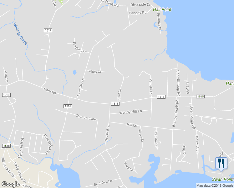 map of restaurants, bars, coffee shops, grocery stores, and more near 113 Tillet Lane in Sneads Ferry
