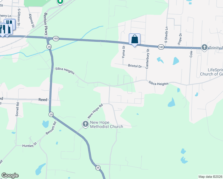 map of restaurants, bars, coffee shops, grocery stores, and more near 1204 Chatfield Road in Benton