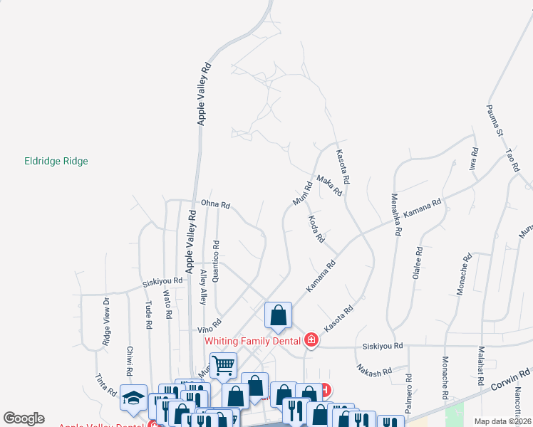 map of restaurants, bars, coffee shops, grocery stores, and more near 16513 Tuscola Road in Apple Valley