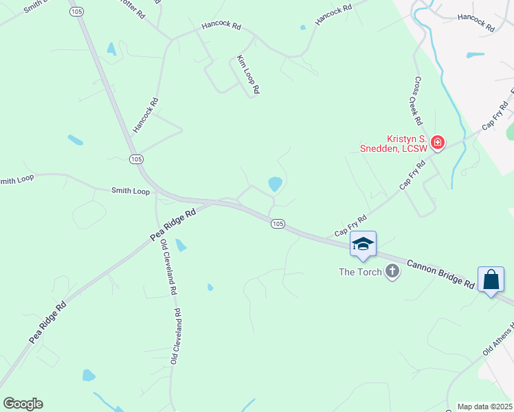 map of restaurants, bars, coffee shops, grocery stores, and more near 1219 Cannon Bridge Road in Demorest